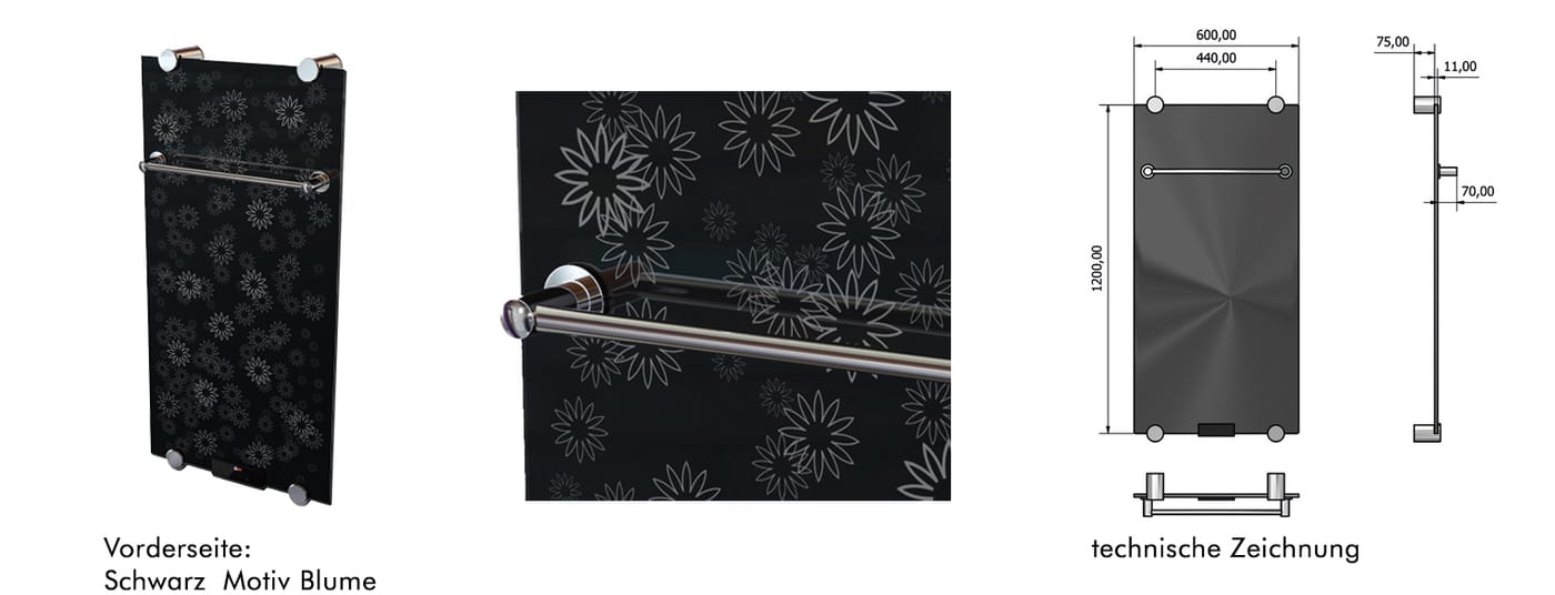 Infrarot Glasheizung Blume 550 Watt
