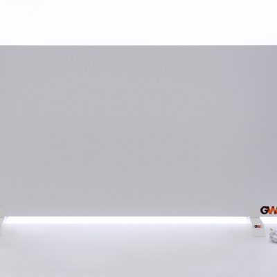 GlasWärmt-Infrarotheizung-Hybrid-weiß-1400Watt-1400x600x40mm-Light-Vorderseite