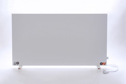 GlasWärmt-Infrarotheizung-Hybrid-weiß-1400Watt-1400x600x40mm-Light-Vorderseite