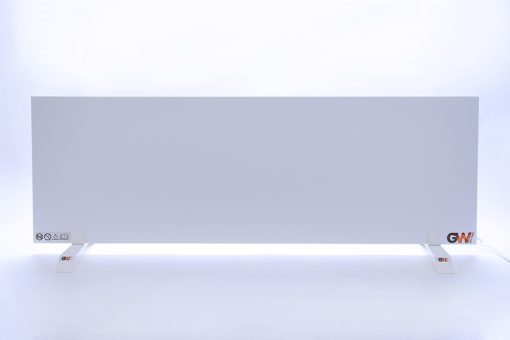 GlasWärmt-Infrarotheizung-Metall-IMP-weiß-1100Watt-1400x600x20mm-Vorderseite